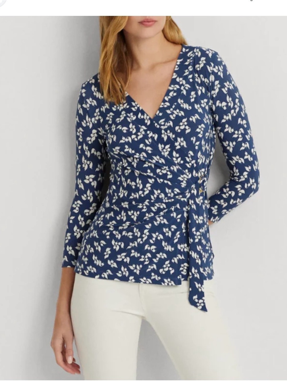 Ralph Lauren Floral Faux-Wrap Top Sz XL NWT